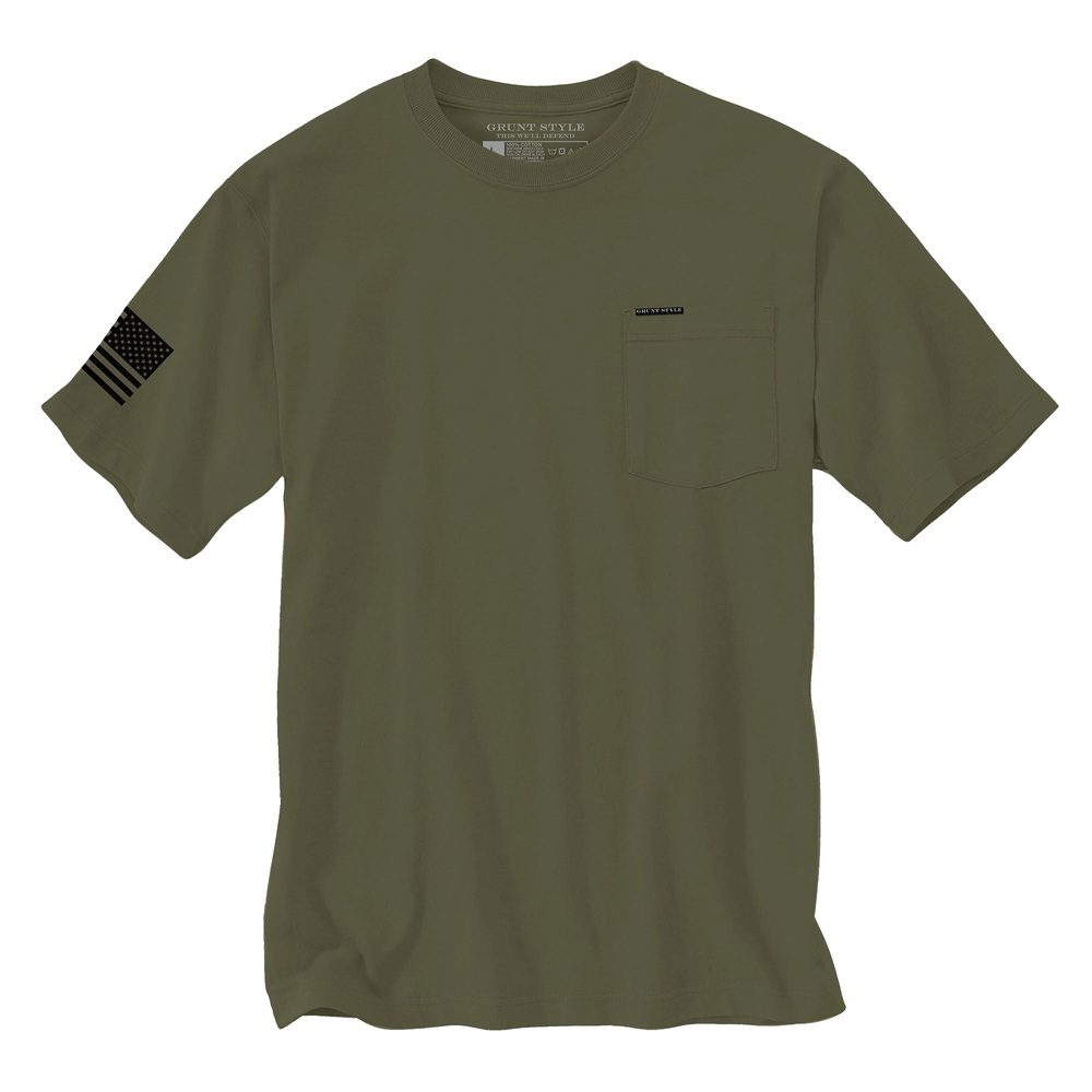 Basic Heavyweight Pocket T-Shirt - Military Green