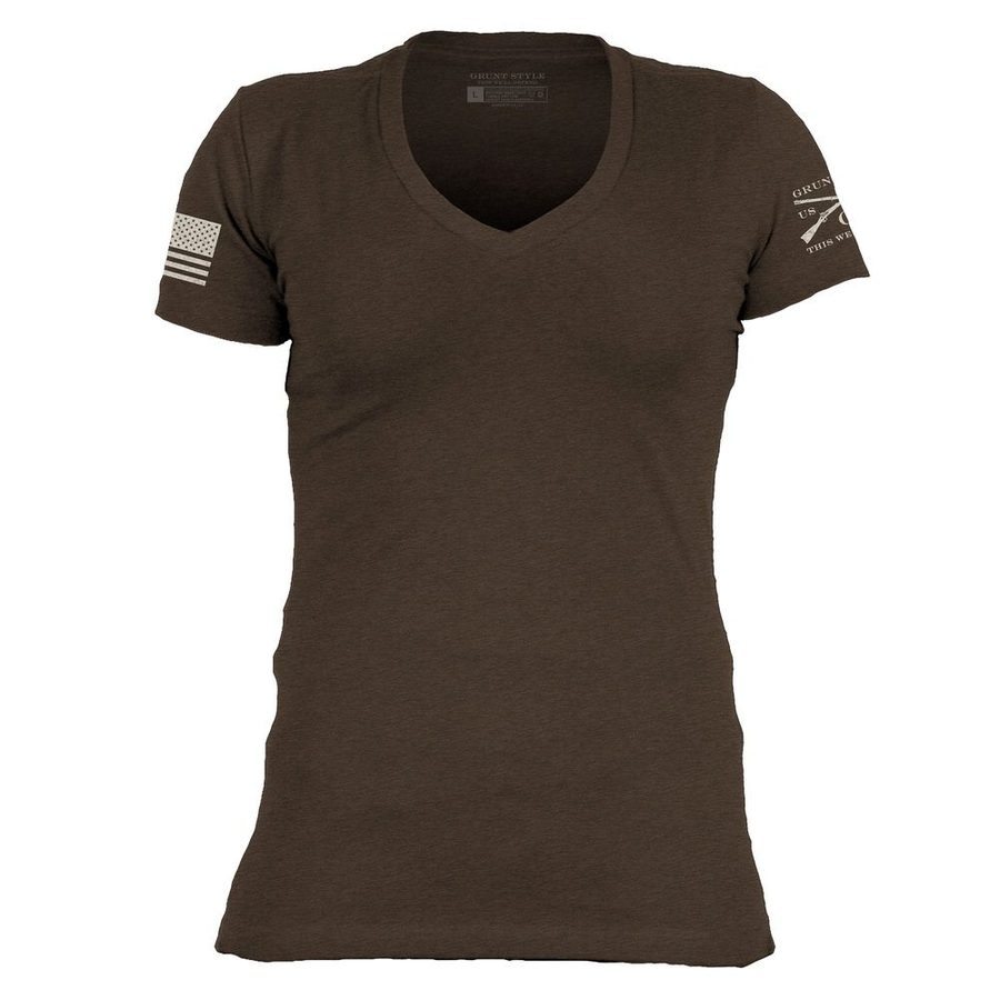 Basic T-Shirt Women's V-Neck - Heather Brown