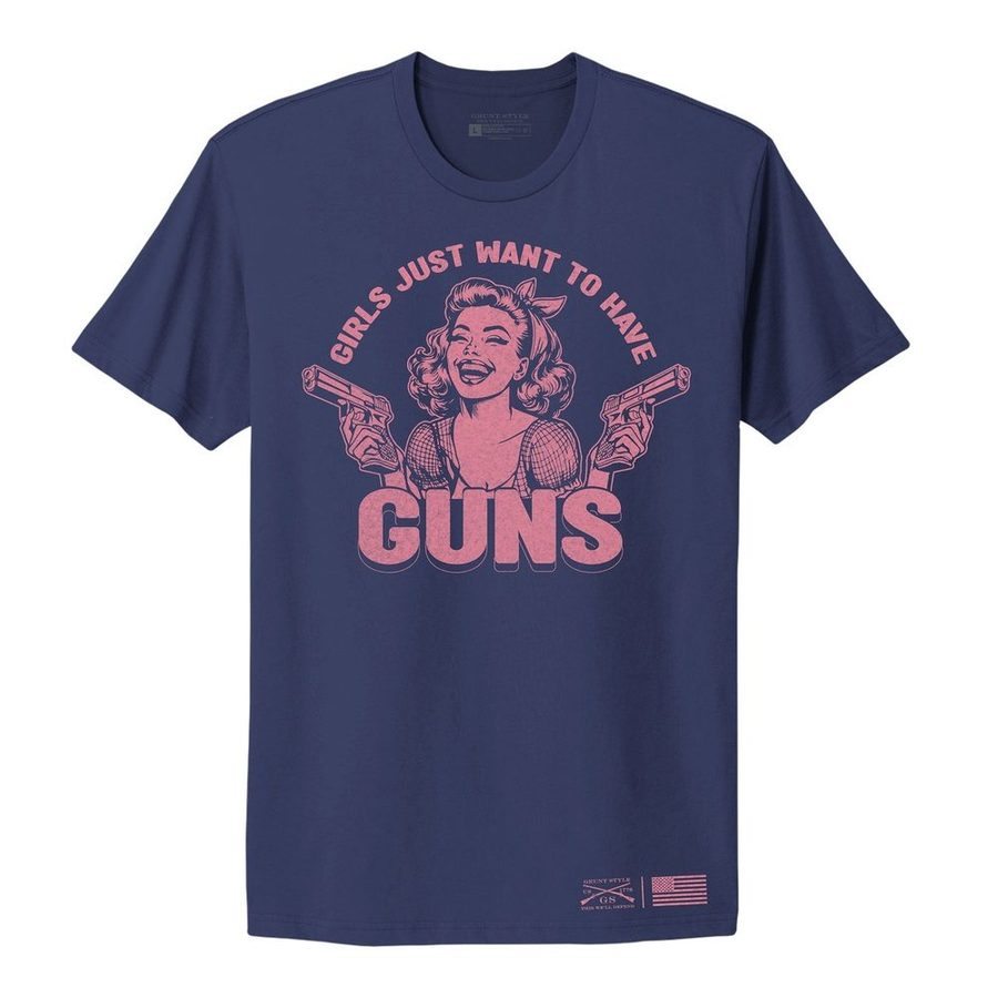 Women's Girls Just Want Guns Boyfriend Fit T-Shirt - Future Dusk