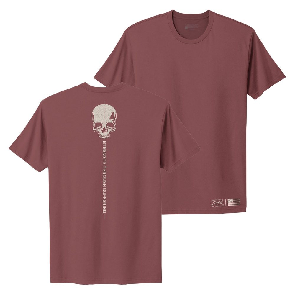 Women's Strength Through Suffering Boyfriend Fit T-Shirt - Red Plum