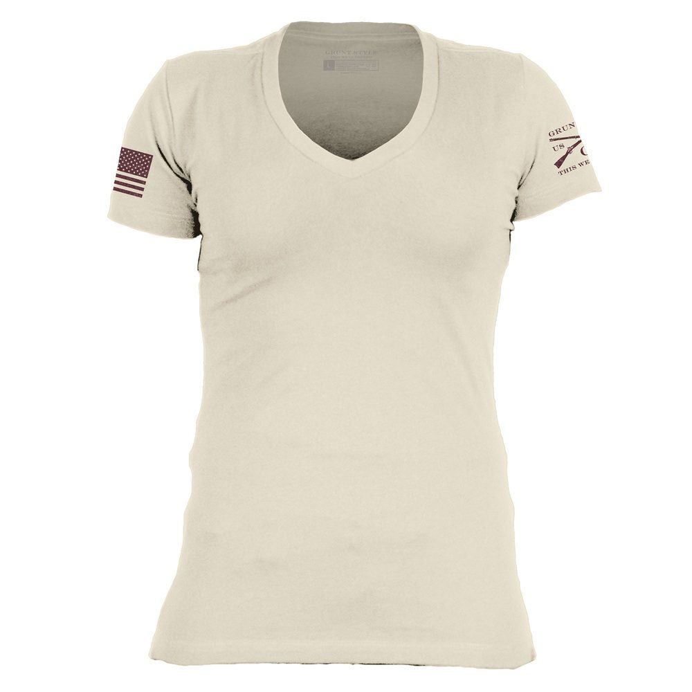 Basic T-Shirt Women's V-Neck - Sand
