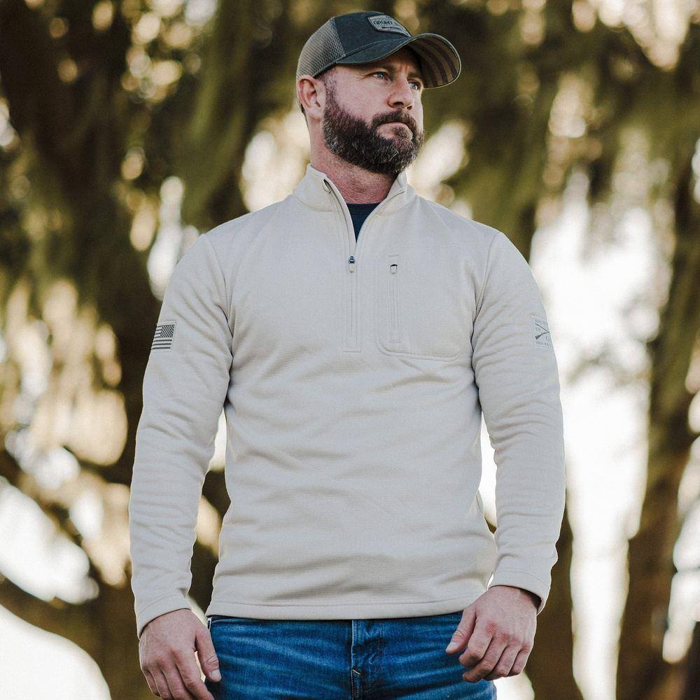 Men's 1/2 Zip Waffle Top - Sand