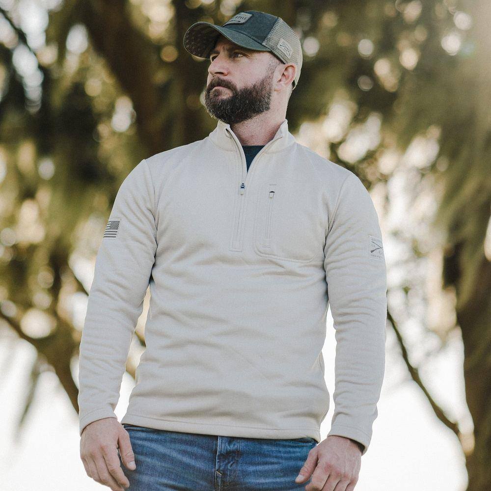Men's 1/2 Zip Waffle Top - Sand
