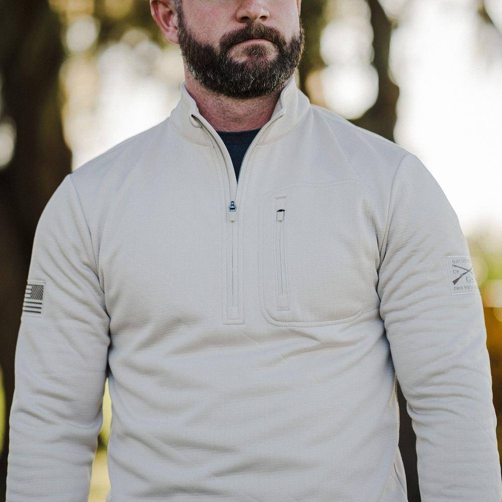 Men's 1/2 Zip Waffle Top - Sand