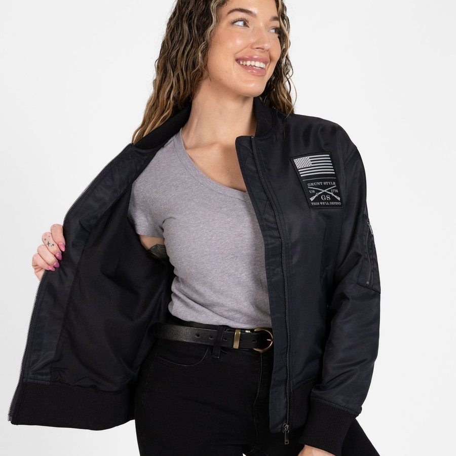 Women's Stealth Bomber Jacket - Black