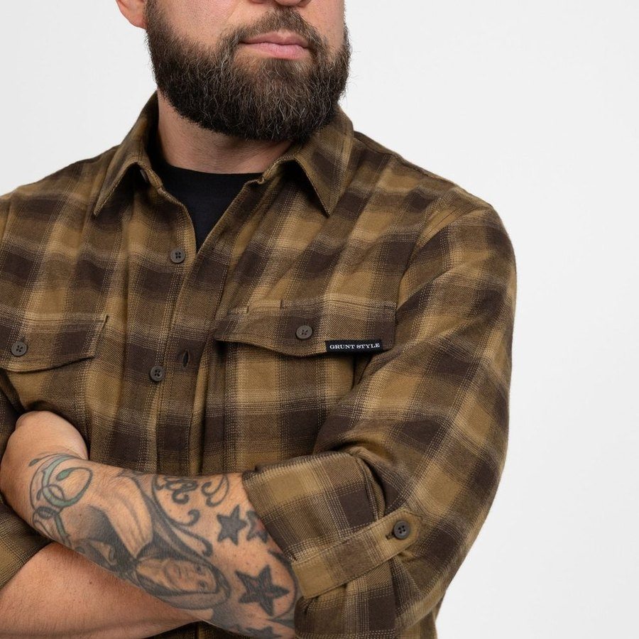 Men's Premium Plaid Flannel - Brown