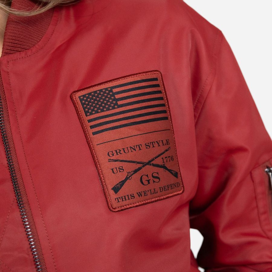 Women's Stealth Bomber Jacket - Red Plum