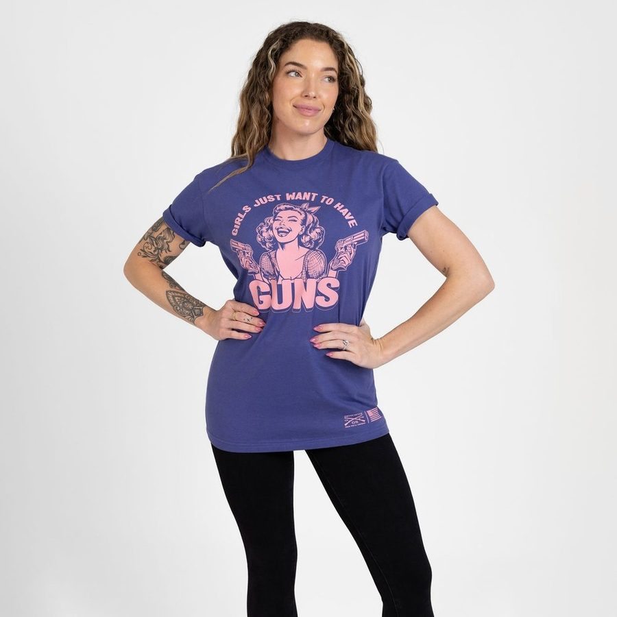 Women's Girls Just Want Guns Boyfriend Fit T-Shirt - Future Dusk