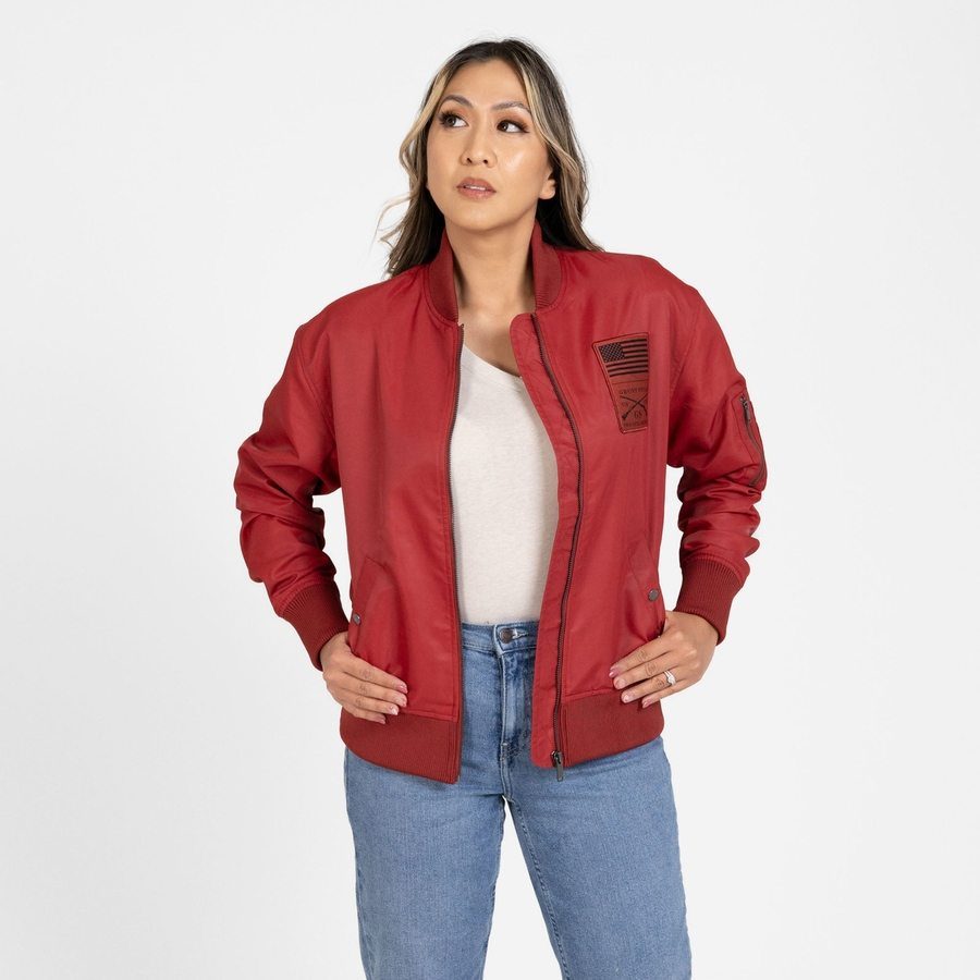 Women's Stealth Bomber Jacket - Red Plum
