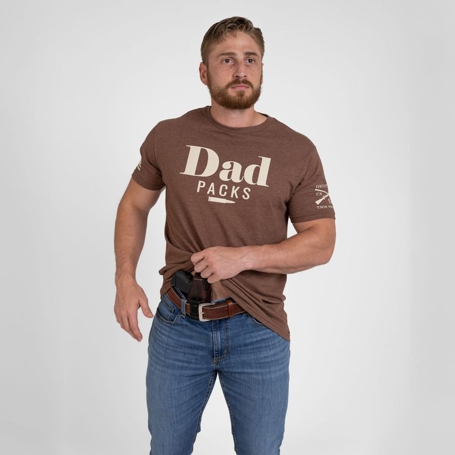 Dad Packs T-Shirt - Heather Brown