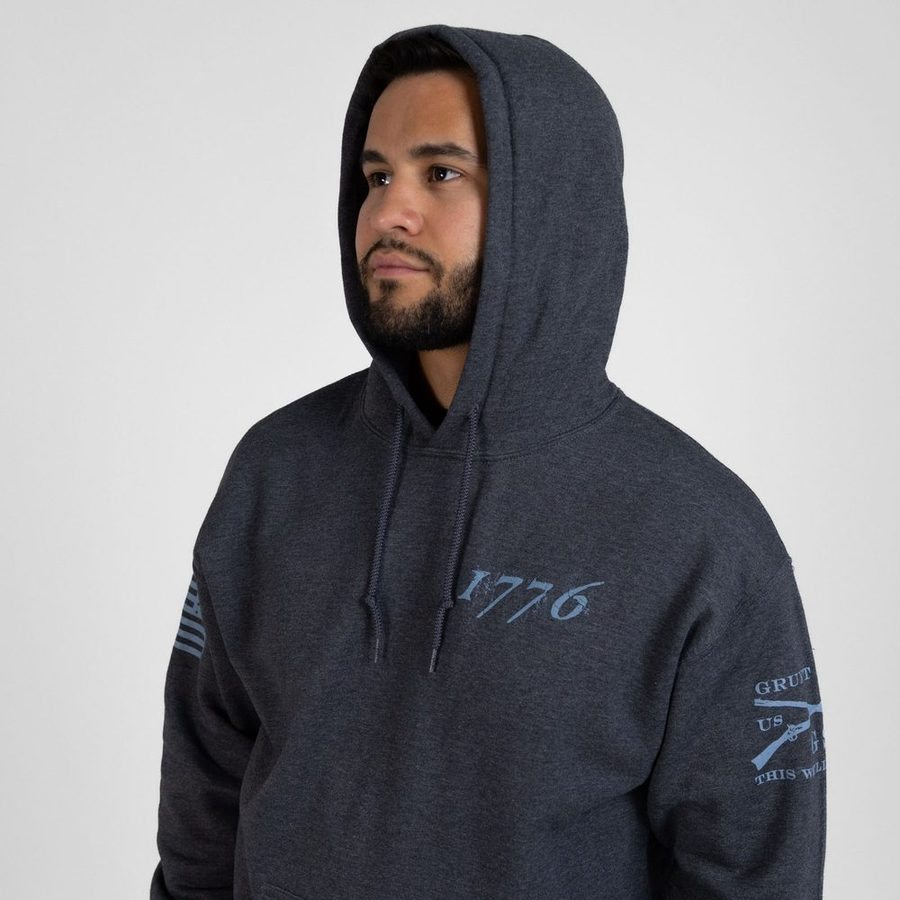 1776 Flag Hoodie - Dark Heather Gray