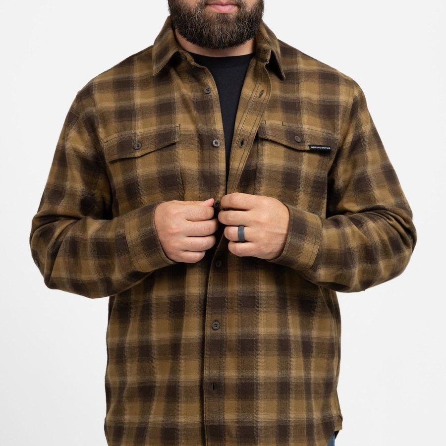 Men's Premium Plaid Flannel - Brown
