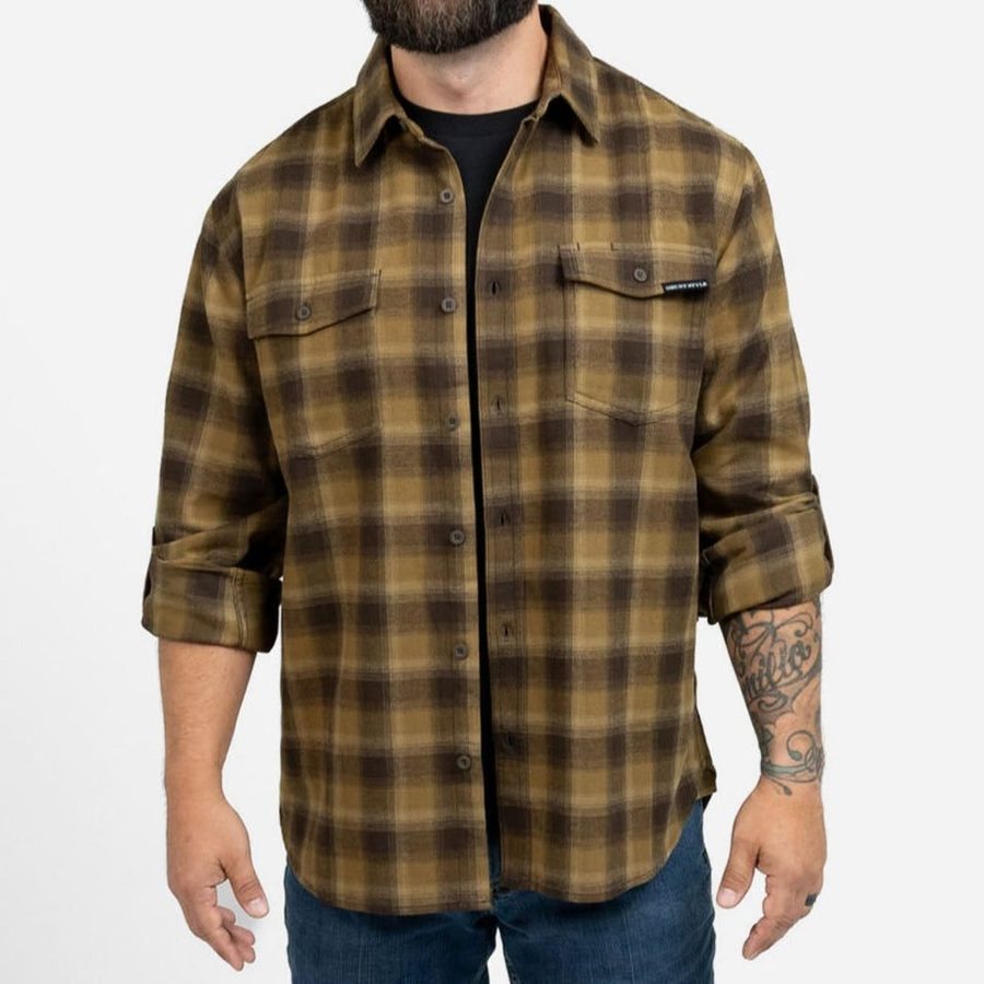 Men's Premium Plaid Flannel - Brown