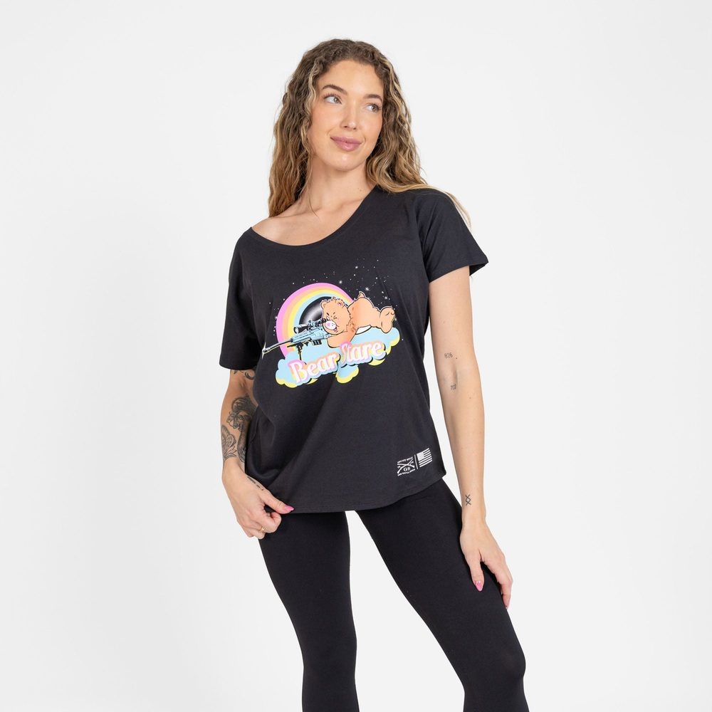 Women's Bear Stare Slouchy Fit T-Shirt - Black