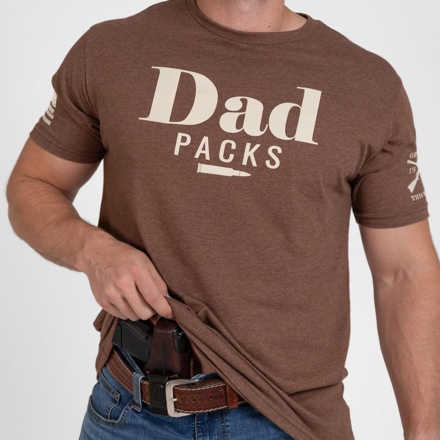 Dad Packs T-Shirt - Heather Brown