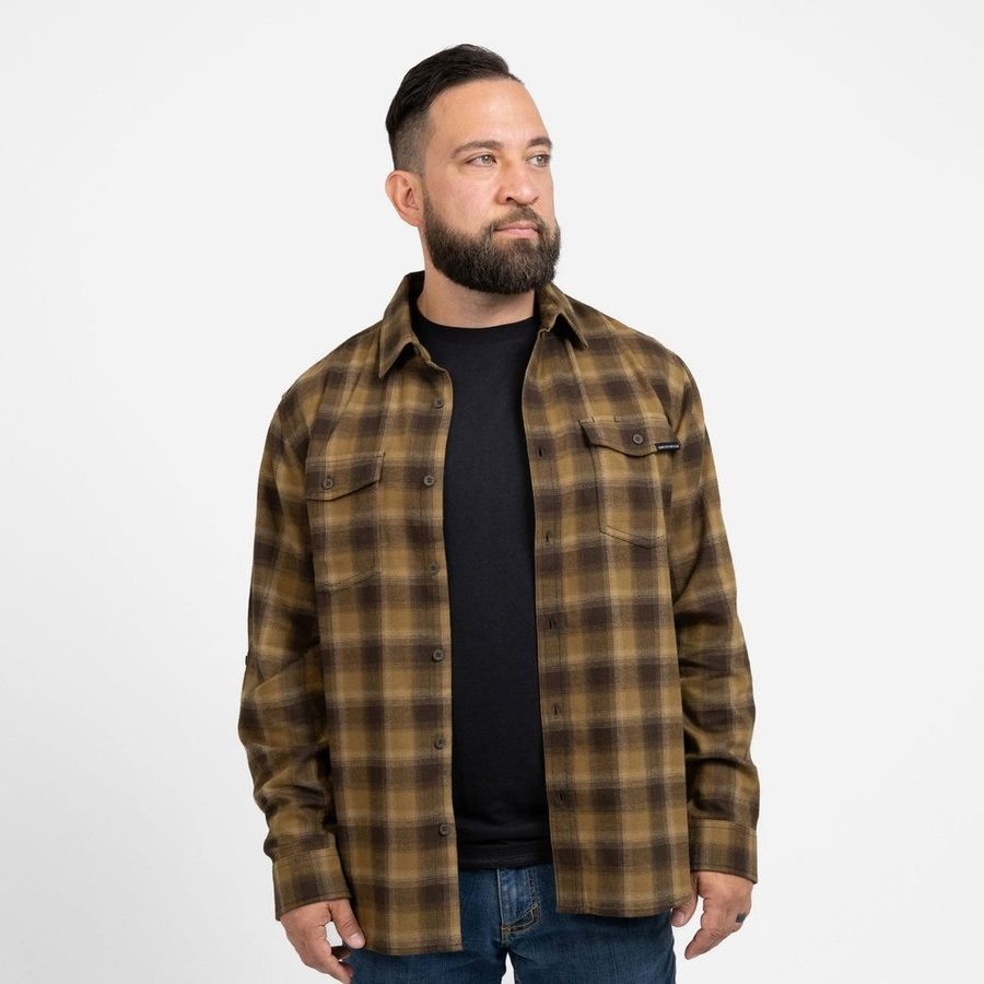 Men's Premium Plaid Flannel - Brown