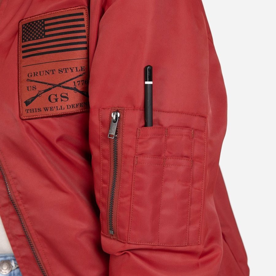Women's Stealth Bomber Jacket - Red Plum