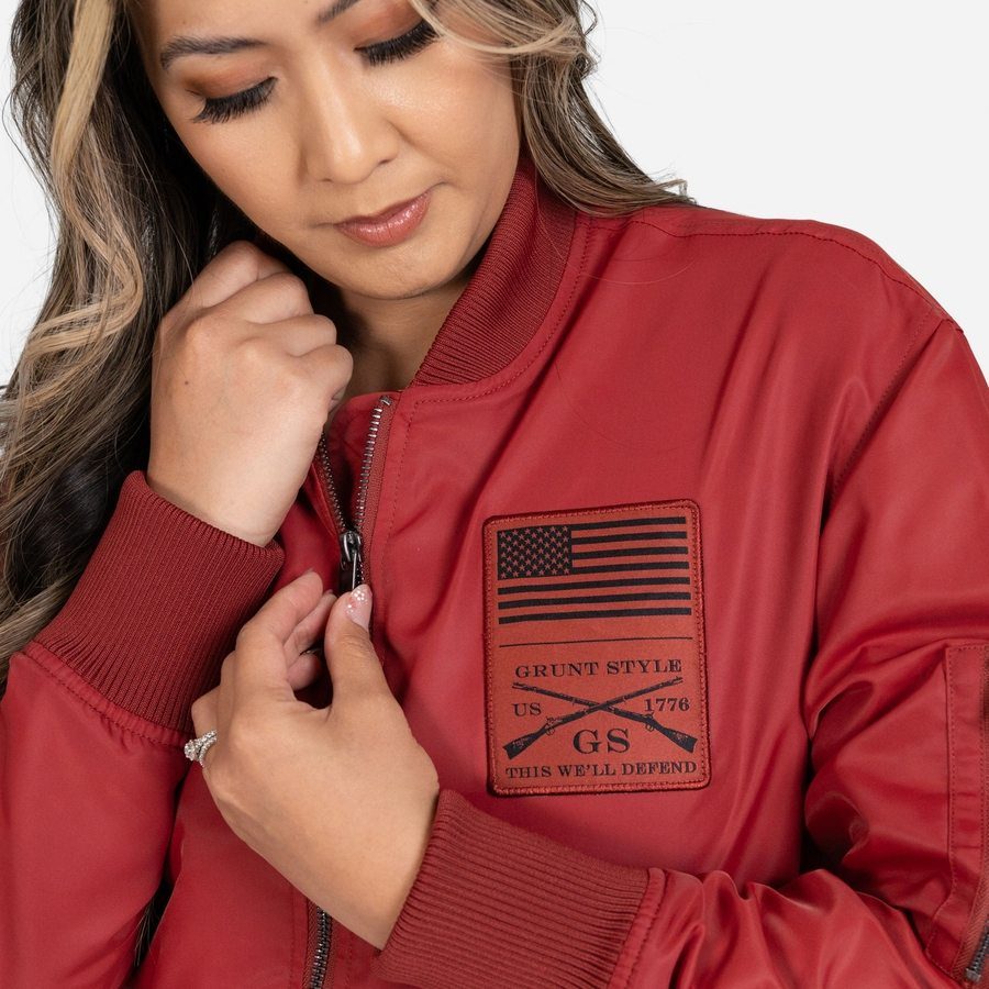 Women's Stealth Bomber Jacket - Red Plum