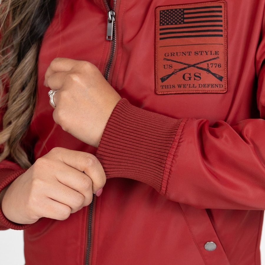 Women's Stealth Bomber Jacket - Red Plum