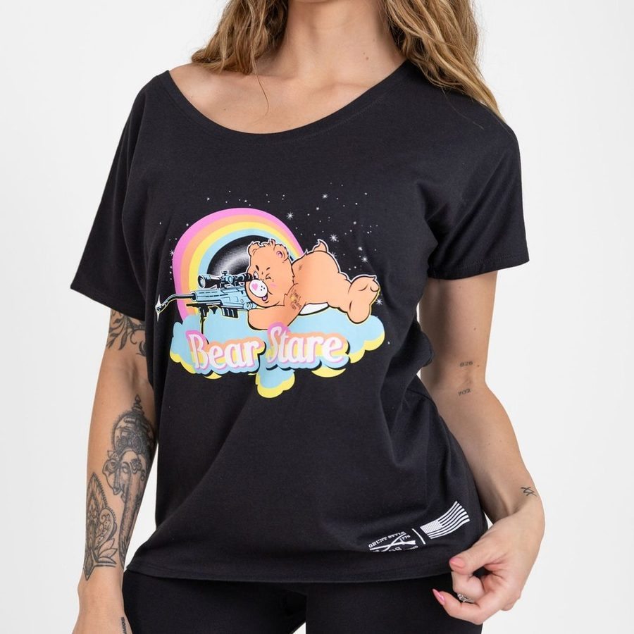 Women's Bear Stare Slouchy Fit T-Shirt - Black