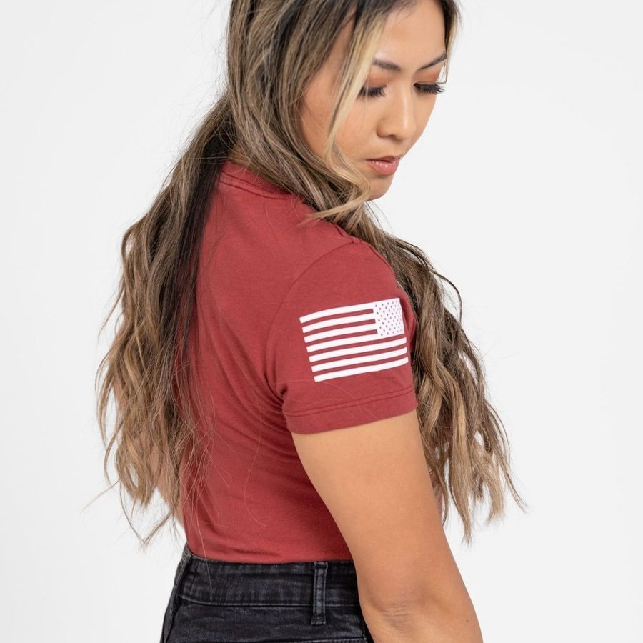 Women's Unapologetically American V-Neck - Red Plum