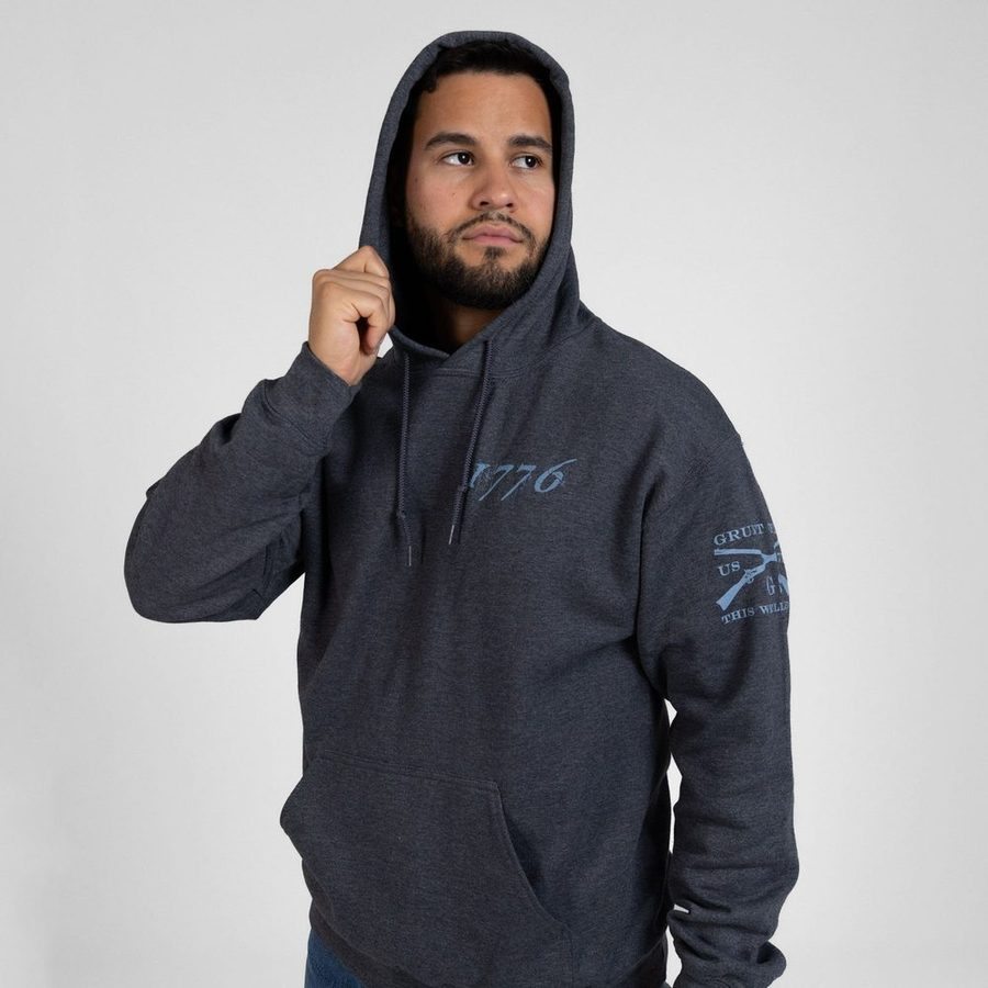 1776 Flag Hoodie - Dark Heather Gray