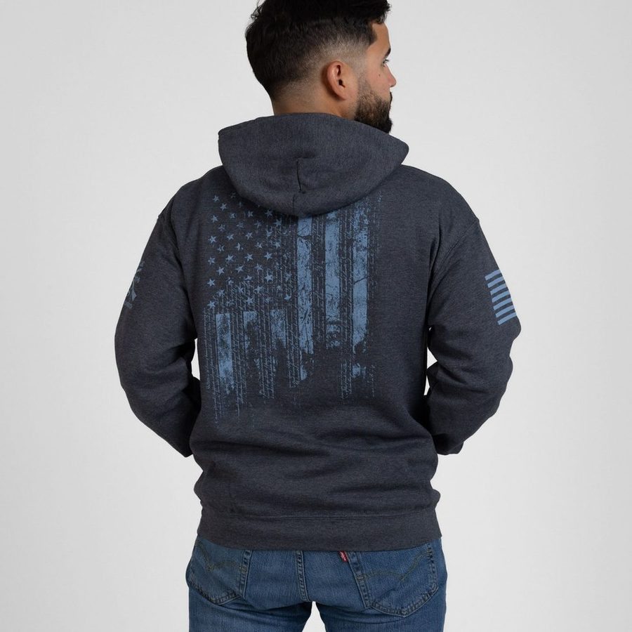 1776 Flag Hoodie - Dark Heather Gray