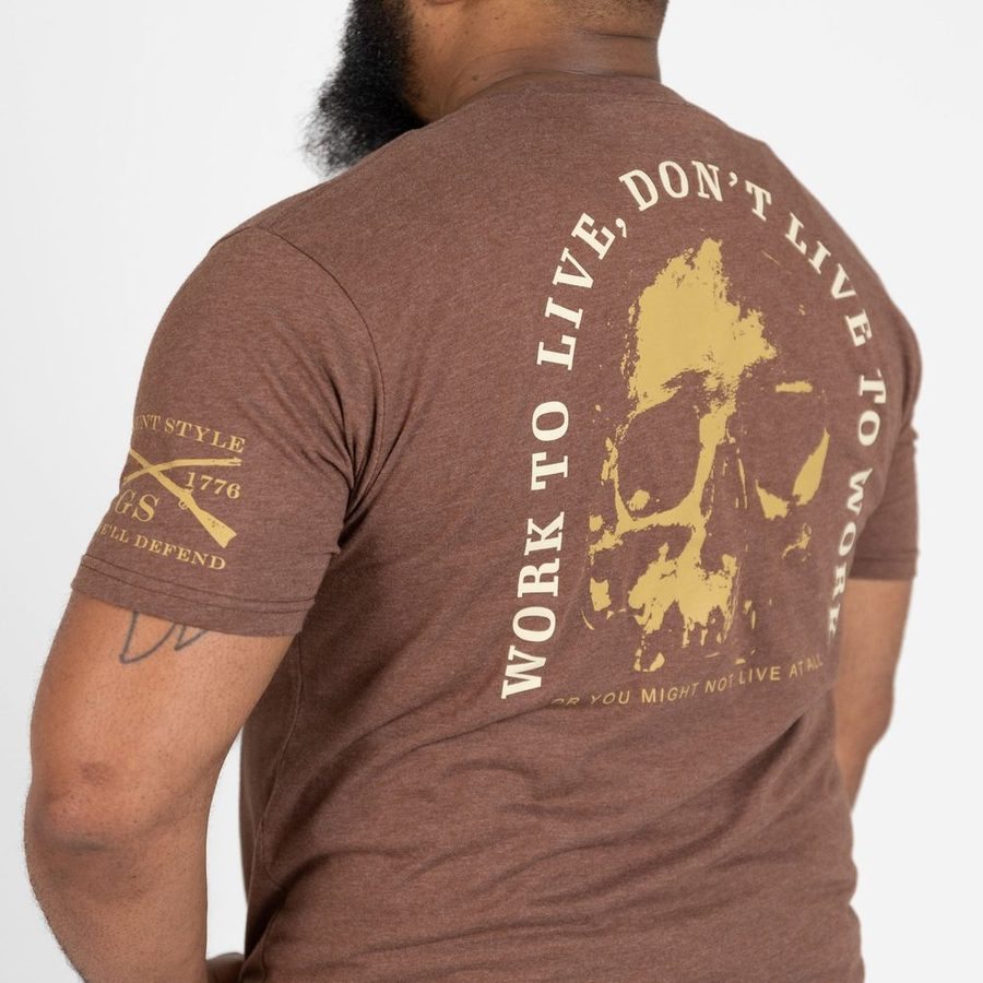 Work To Live T-Shirt - Heather Brown