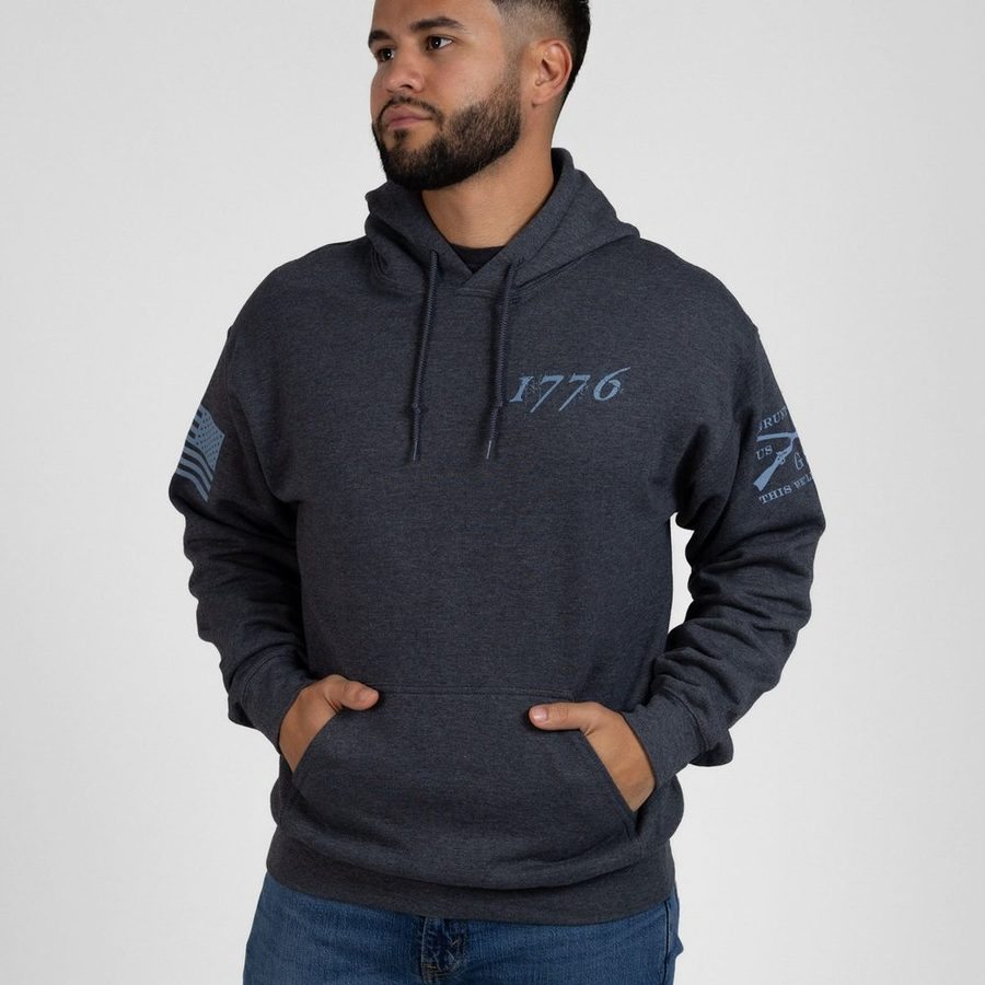 1776 Flag Hoodie - Dark Heather Gray