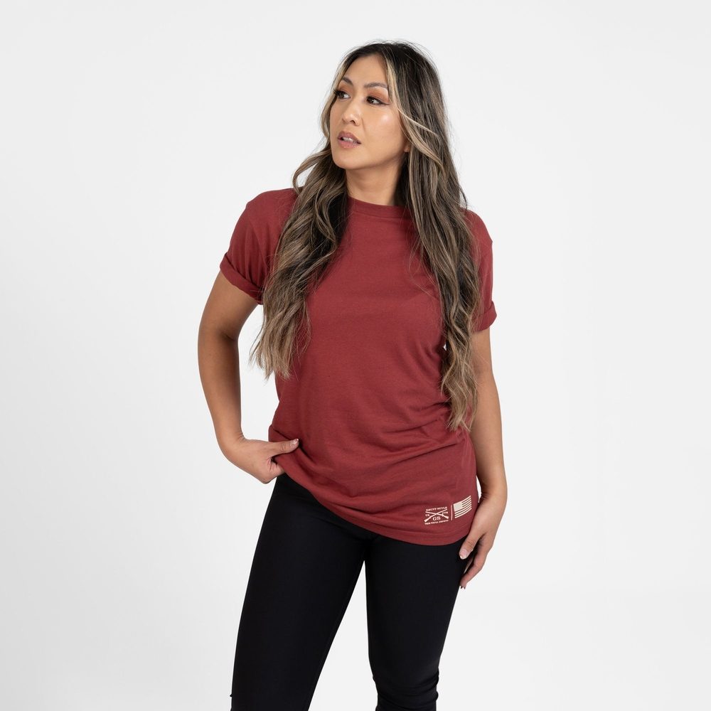 Women's Strength Through Suffering Boyfriend Fit T-Shirt - Red Plum