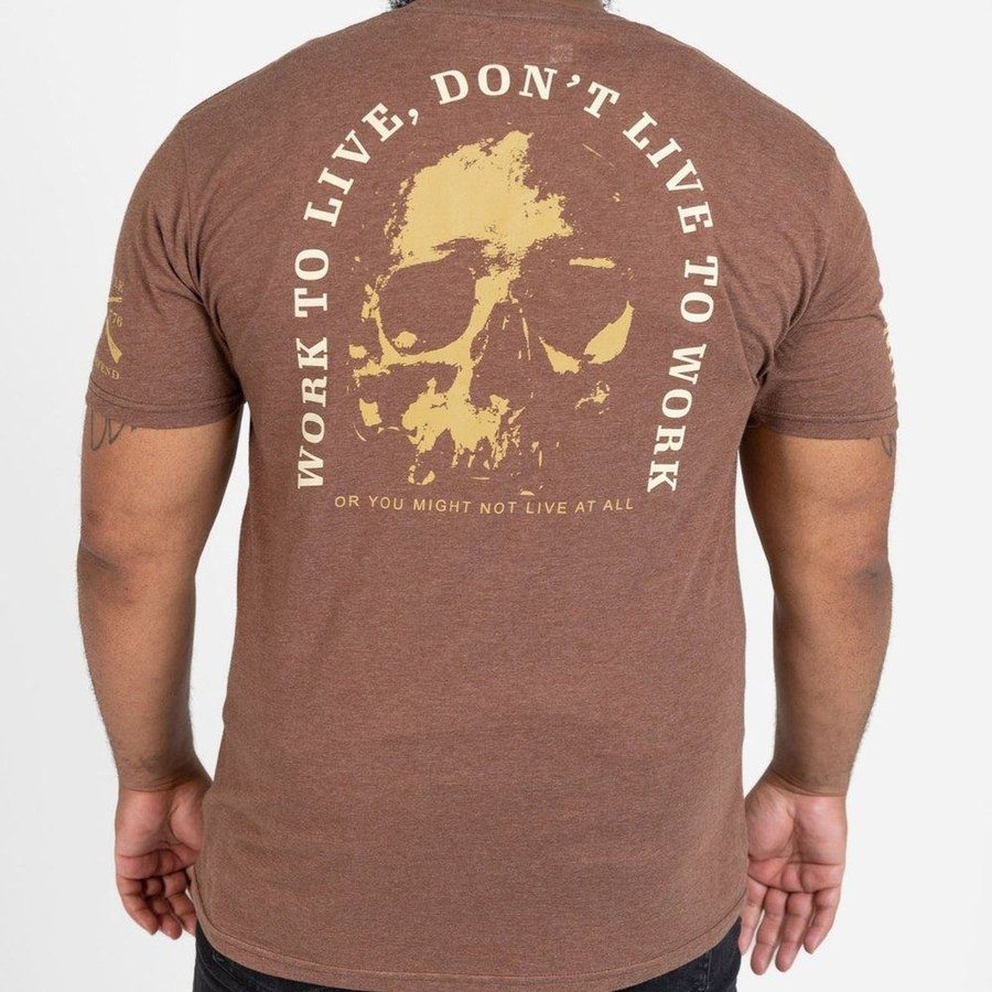 Work To Live T-Shirt - Heather Brown