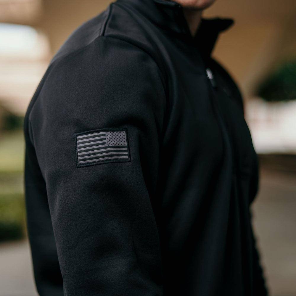 Men's 1/2 Zip Waffle Top - Black