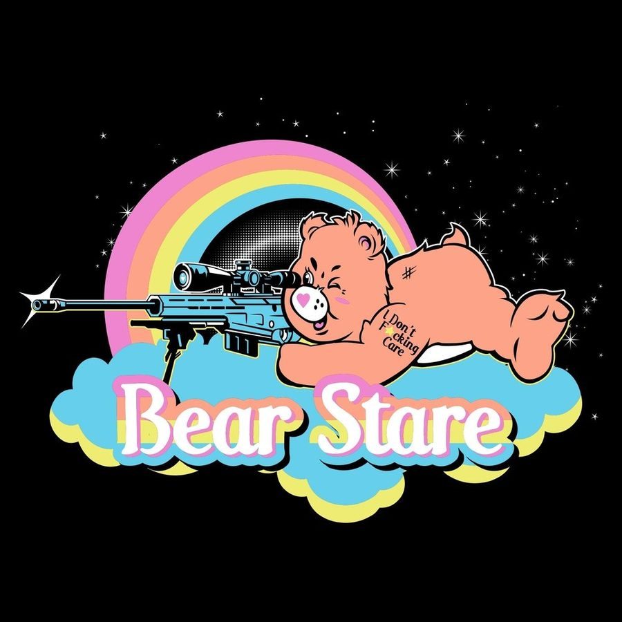 Women's Bear Stare Slouchy Fit T-Shirt - Black