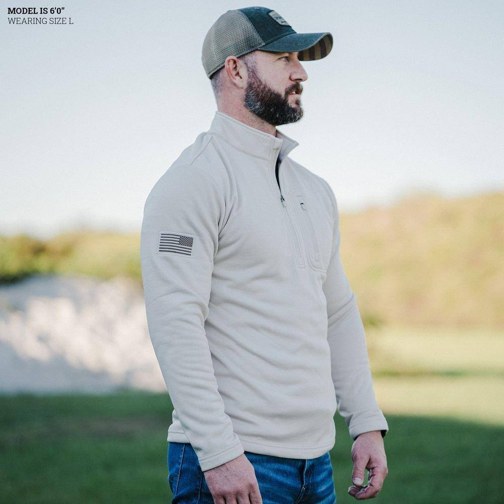 Men's 1/2 Zip Waffle Top - Sand