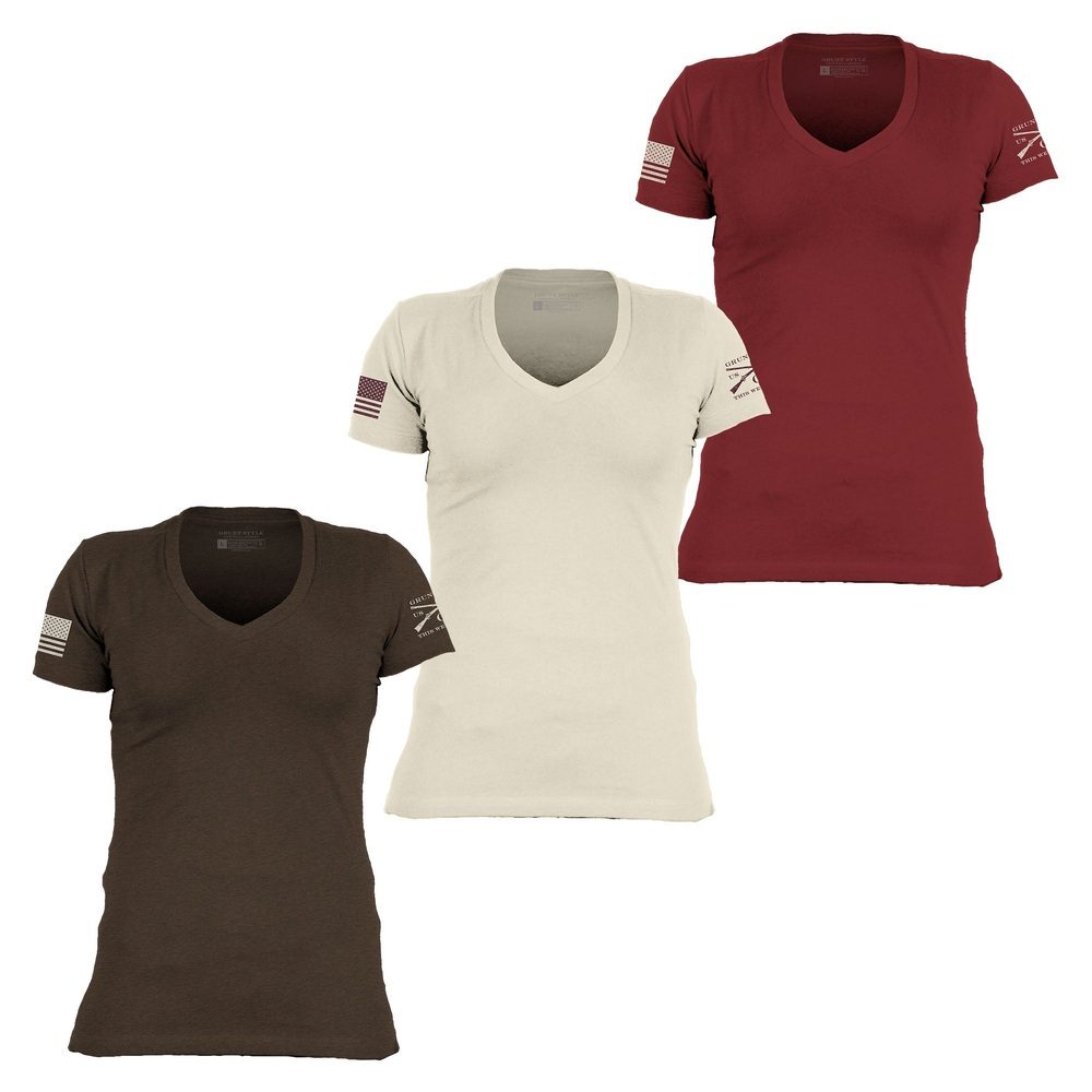 Basic T-Shirt Women's V-Neck Autumn Collection 3-Pack