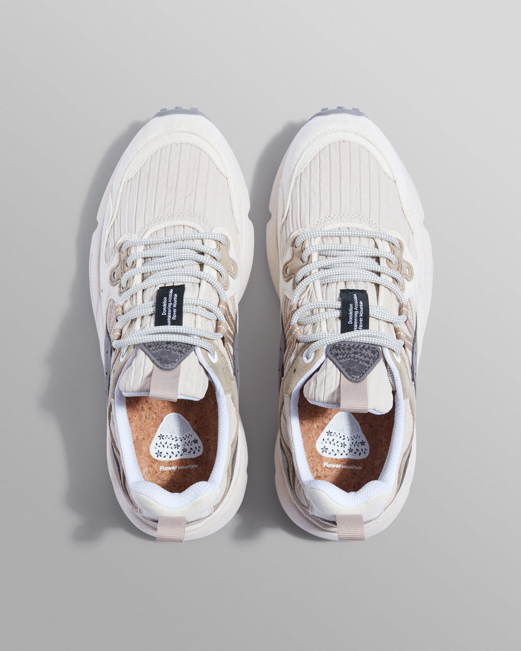 Flower Mountain - Cream Suede And Technical Fabric Trainers