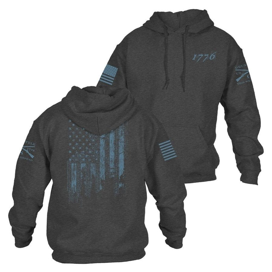 1776 Flag Hoodie - Dark Heather Gray